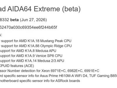 AIDA64 Atualiza Suporte para Processadores AMD Zen 6: Olympic Ridge e Mustang Peak