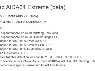 AIDA64 Atualiza Suporte para Processadores AMD Zen 6: Conheça Olympic Ridge e Mustang Peak
