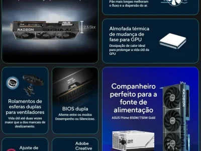ASUS Prime Radeon RX 9070 GRE EVO oferece desempenho otimizado em um formato compacto