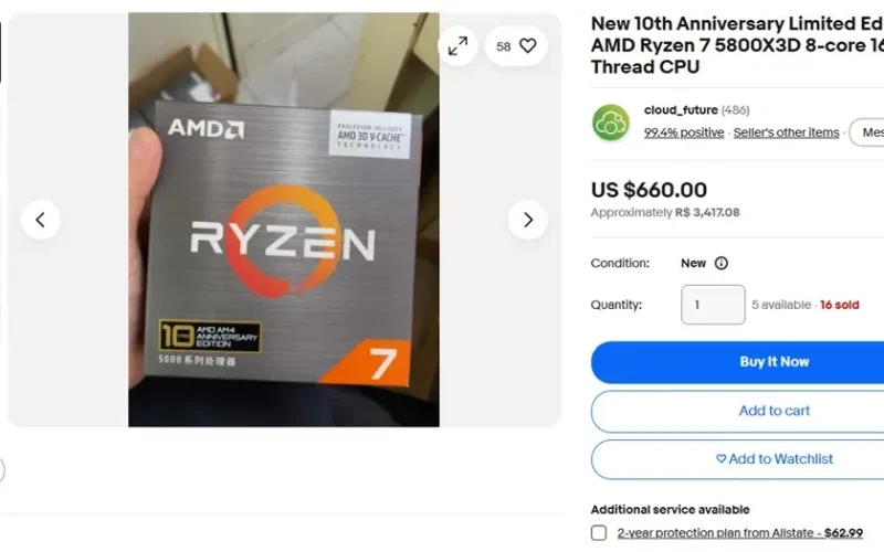 Edição especial do Ryzen 7 5800X3D esgota rapidamente e atrai scalpers