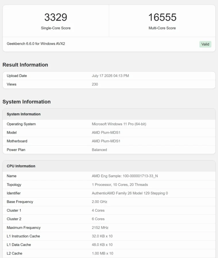 Medusa Point: Processador com 10 núcleos Zen 6 aparece no Geekbench e revela significativo aumento de desempenho