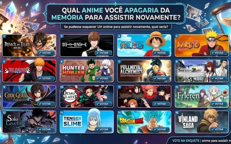 Anime que você gostaria de reviver: qual você apagaria da memória?