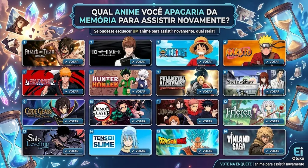 Anime que você gostaria de reviver: qual você apagaria da memória?