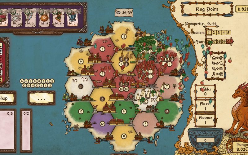 Feed the Scorchpot combina mecânicas de Catan com a temática de um dragão faminto