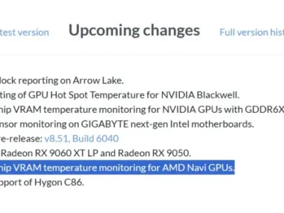 HWiNFO agora exibe a temperatura de cada chip de memória nas GPUs AMD Radeon